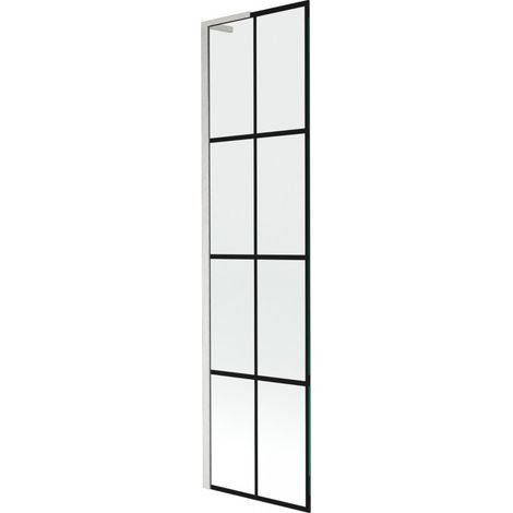 Mexen Next L mampara de ba帽o 1 hoja 50 x 150 cm, rejilla negra, n铆quel cepillado - 895-050-000-03-77-97 (1/5)