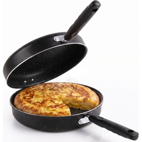 Briebe FP1207-24 Sartén para Tortilla de Patatas Doble, Inducción 24cm Antiadherente ILAG GRANITEC Libre de PFOA  Negro (1/5)