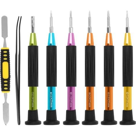 Kit d'outils de démontage et réparation pour Smartphone/Tablette AVIZAR - 6 pièces - Multicolore Noir