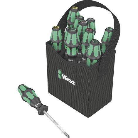 Wera – Ensemble de tournevis Kraftform 2go 300 – 11 pièces – Système Take it easy avec code couleur – Embouts Lasertip pour maintien sécurisé