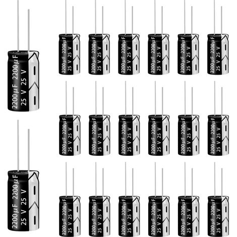 25V 2200µF 50/60HZ Condensateurs électrolytiques,Aluminium Electrolytic Capacitors,13x20mm,Capacitors 2200uF 25V Convient à une variété d'applications électroniques,d'alimentations à découpage 20pcs (1/5)