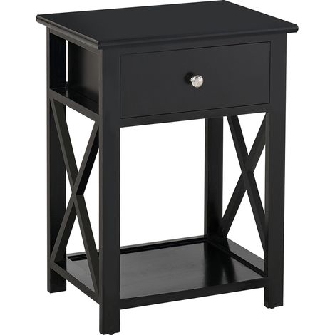 Black End Table with Drawer and Storage Shelf,Versatile Sofa Side Table for Bedroom or Living Room