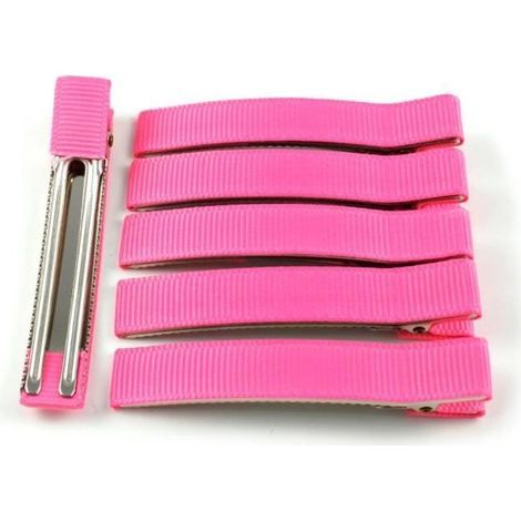 6 Pinces cheveux plate recouverte de tissu 6cm - fuchsia RC007061 (1/3)