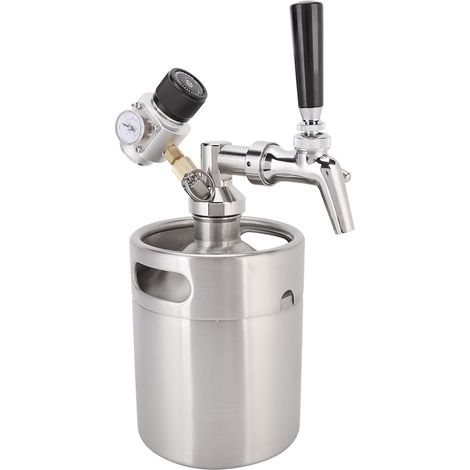 2-Liter-Edelstahl-Brauset (Mini-Fass) – Zapfhahn, Zapfhahn, Fass und Manometer (1/5)