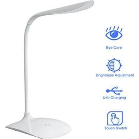LED Desk Lamp Reading 3 Brightness Levels Rechargeable Flexible LED Light Bedside Lamp USB Touch Sensor (1/4)