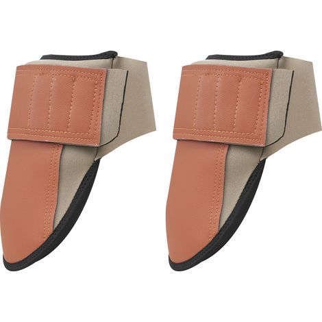 Mophorn Robuste Knieschoner aus Leder für die Arbeit, maschinenwaschbar, bequeme Passform für Garten-, Boden- und Reinigungsarbeiten, extra dicke Stütze, Schwarz und Braun