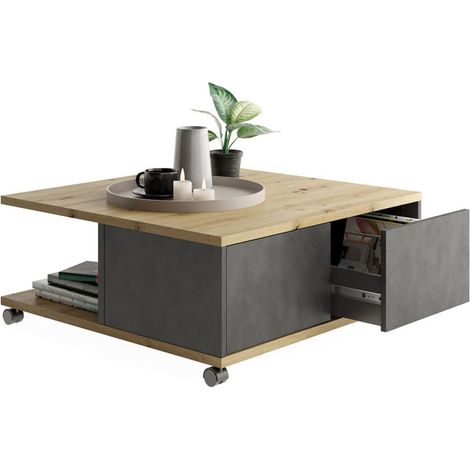 Table Basse Design "Volgan" 70cm Chêne (1/2)