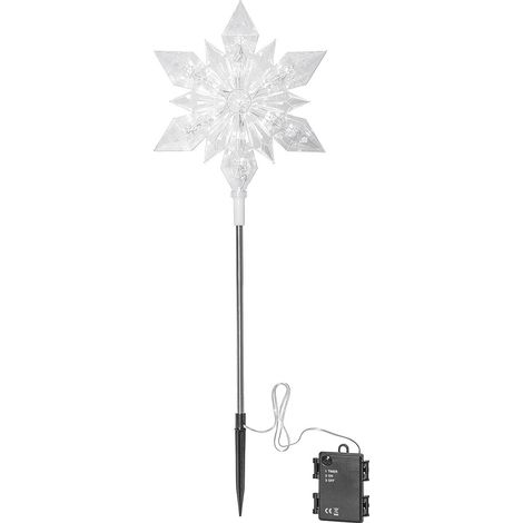 Leuchtstab Flocke mit Timer weiß leuchtende Schneeflocke H 48cm (1/4)