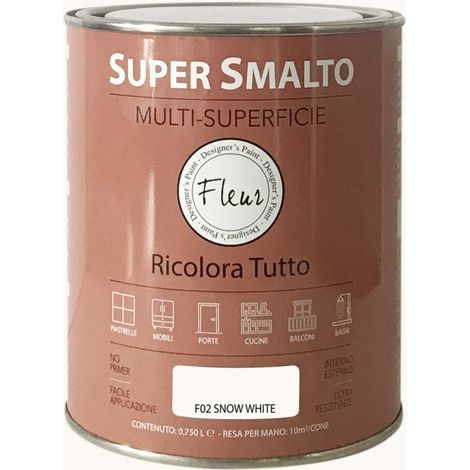 SMALTO ALL'ACQUA MULTI-SUPERFICIE FLEUR 750ML F02 SNOW WHITE