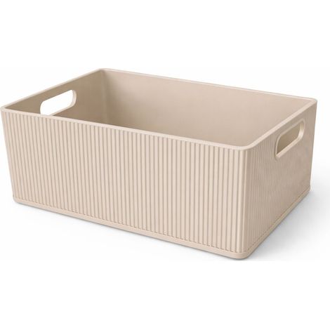 Beigefarbener Organizer-Behälter mit Fächern für Kleinteile, Kabel, Bürobedarf
