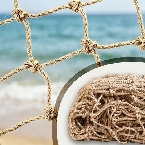 Filet de Sécurité en Corde de Chanvre pour Jardin, Protection des Enfants sur Balcon, Escaliers, Clôture, Aire de Jeux, Décoration Intérieure/ext 0.5Mx2M 1.64FTx6.56FT Jute (1/5)