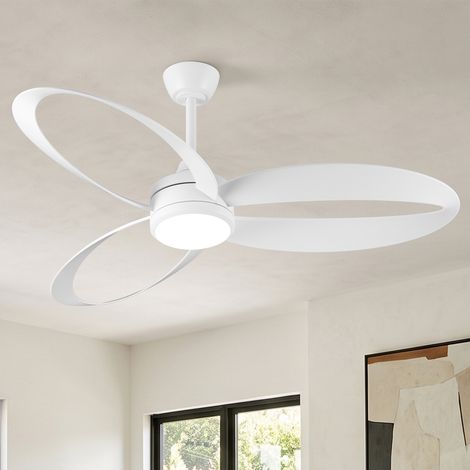 Parrot Uncle Ceiling Fan with Light 132cm, Silent DC Motor LED Ceiling Fan, Remote Control, 6 Speeds, Dimmable 3 Colour LED Light, Reversible White Ceiling Fan for Bedroom Living Room (1/5)