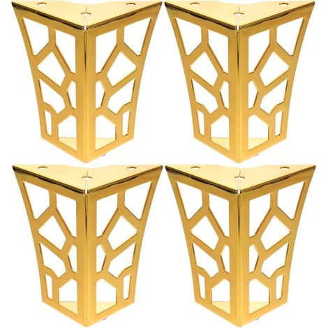 Lot de 4 Pieds de Meuble en Métal Creux Doré Pieds de Canapé et Table Basse Universels 10 CM Semelles Antidérapantes pour Meubles Robustes et Usage Domestique (1/5)