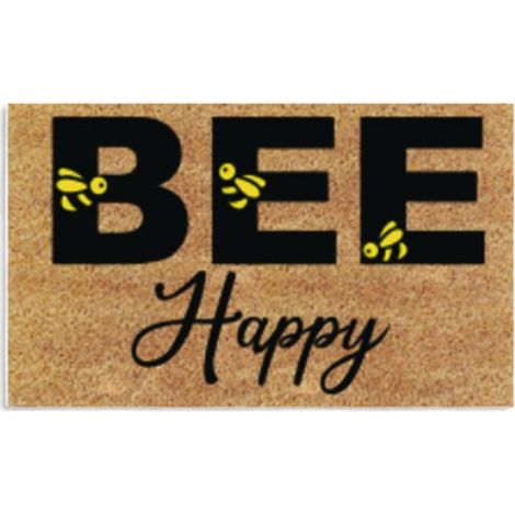 Zerbino tappeto in cocco con fondo in pvc antiscivolo 40x70 cm Bee Happy