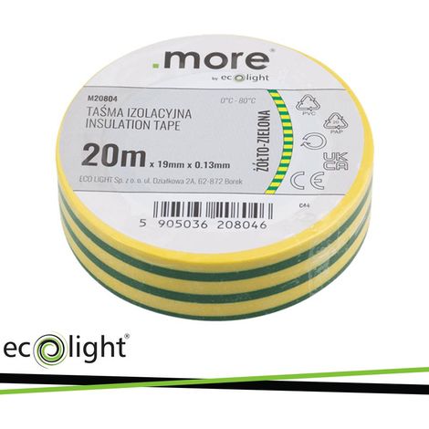NASTRO ISOLANTE 19MM X 0,13MM GIALLO-VERDE 20M
