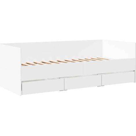 Sofá cama con cajones sin colchón blanco 100x200 cm