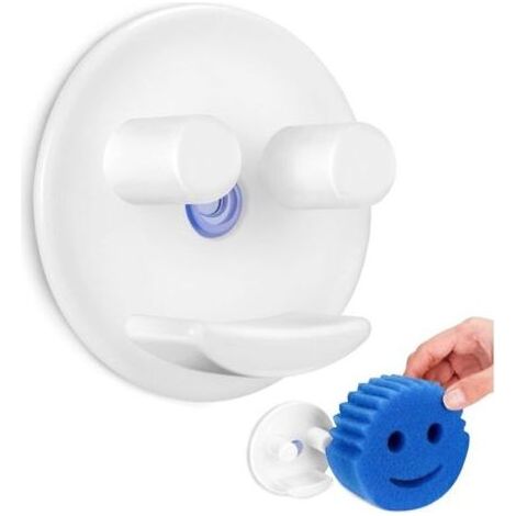 PA Smiley-Schwammhalter mit Saugnapf, Schwammaufbewahrung für Küchen-/Badezimmerspüle, runder Schwamm (weiß) (1/4)