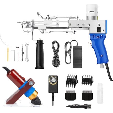 Pistolet à tufting, Performance électrique, Vitesse réglable, Kit 2en1 Bleu, Prise UE 220V-d (1/2)