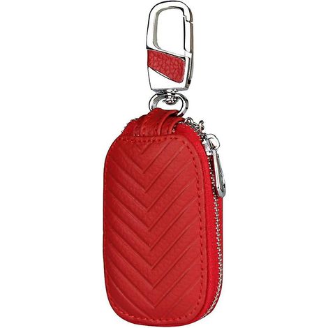 (rouge) Tui Pour Cl De Voiture, Tui Porte-cls Portable, Crochet Et Fermeture Clair En Mtal, Tui Pour Cl De Voiture