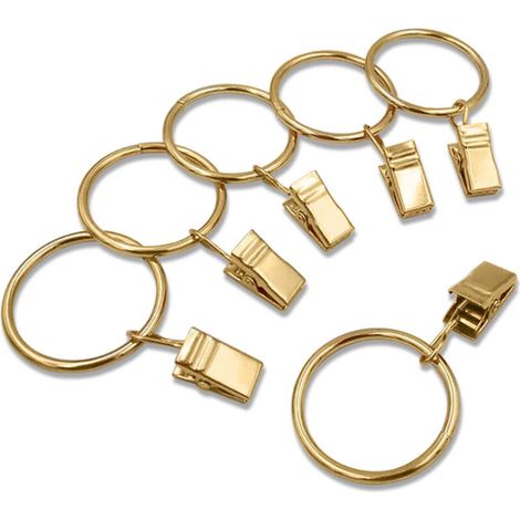 Set mit 20 Metall-Klammerringen für Gardinenstangen – Innendurchmesser: 35 mm – für Heimdekoration (Hellgold)