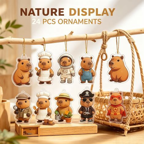 Calendrier de l'Avent Capybara 2026 - 24 décorations suspendues en acrylique 2D à motifs de capybara - Un cadeau de Noël original pour les amoureux des animaux (1/4)