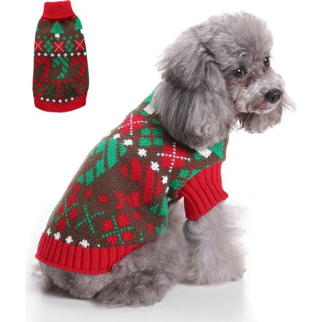 1 pull pour chien Divers accessoire de portail, motif bonhomme de neige, rouge, polyester, automne-hiver, pour petits chiens et chats (1/5)