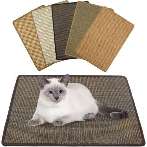Tapis griffoir Chat - Sisal, Durable, antidérapant, Convient pour Chauffage au Sol, Entretien des Griffes, Tapis en sisal pour Mur et Sol (Couleur aléatoire) 40 x 60 cm (1/5)