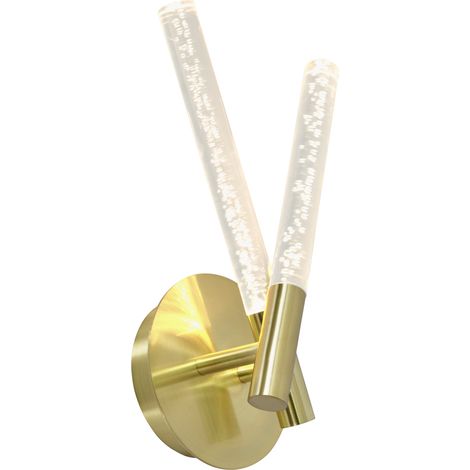 Litecraft Paige Wall Light Bubble Injected 6 Watt LED 2 Arm - Satin Brass, Clear (1/5)