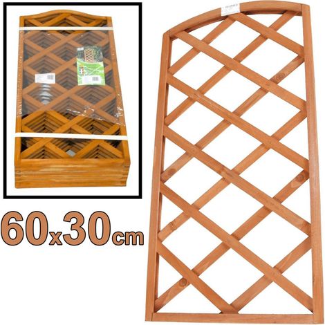 Trade Shop - Valla De Madera Oscuro Panel Enrejado 60 X 30 Cm Jardín Escaladores -