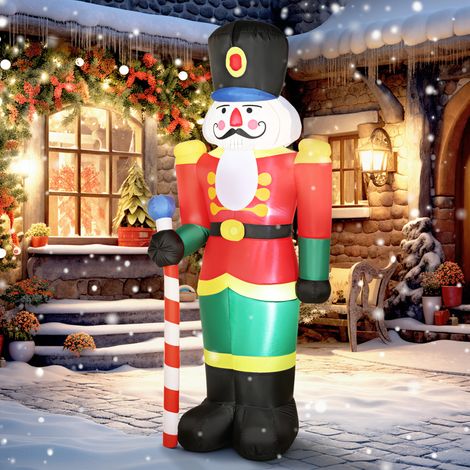 Soldat casse-noisette gonflable de Noël 245 CM avec lumières LED et sceptre, intérieur et extérieur, multicolore (1/5)