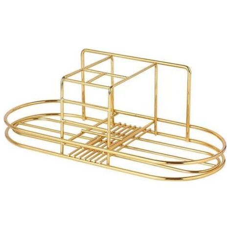 Portaspazzolino da denti a muro, portaspazzolino elettrico multifunzionale, portaspazzolino senza foratura, organizer per bagno, dorato (1/5)