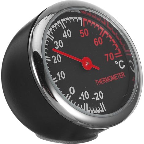 Thermomètre mécanique analogique pour voiture - Sans batterie - Mini thermomètre intérieur - Mesure précise de la température pour tableau de bord et fentes d'aération - Camion SUV - Noir (1/5)