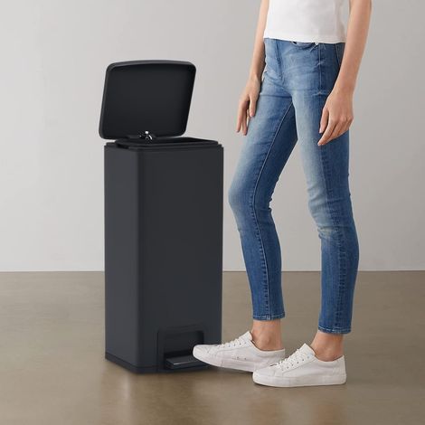 vidaXL Pattumiera a Pedale Anti-Impronte 30 L Nera in Acciaio