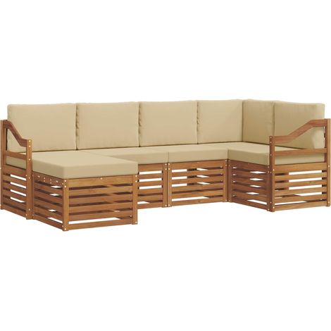 Sectional Sofa Set with Cushion 6 pcs Natural and Beige vidaXL (1/5)