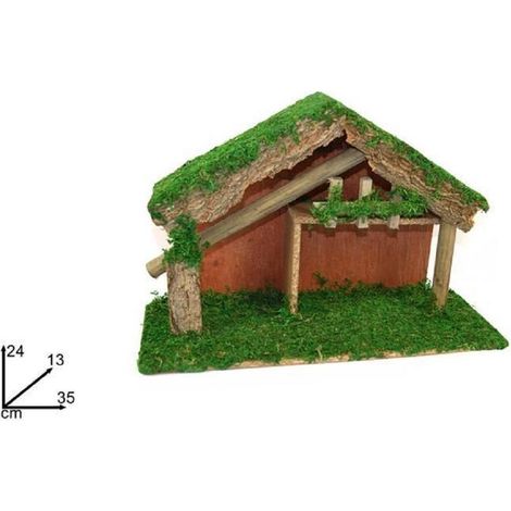 TrAdE Shop Traesio - Capanna Vuota 35x24x13 Cm Muschio Presepe Addobbo Natale Decorazione Natalizio -