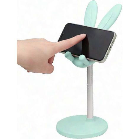 Niedlicher Handyhalter in Hasenohrform, verstellbare Handyhalterung, Smartphone-Ablage für den Schreibtisch mit verstellbarer Klemme, praktisches Zubehör (1/4)