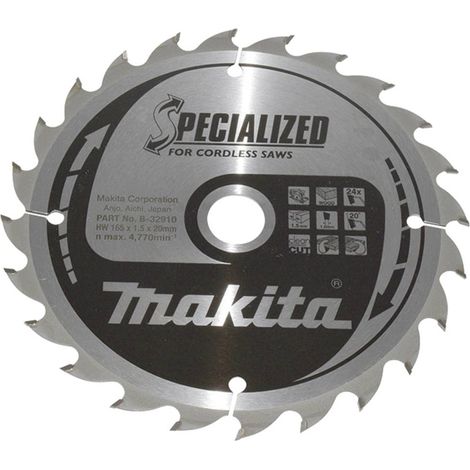 Makita SPECIALIZED B-32910 Lama circolare in metallo duro 165 x 20 x 1 mm Numero di denti: 24 1 pz.