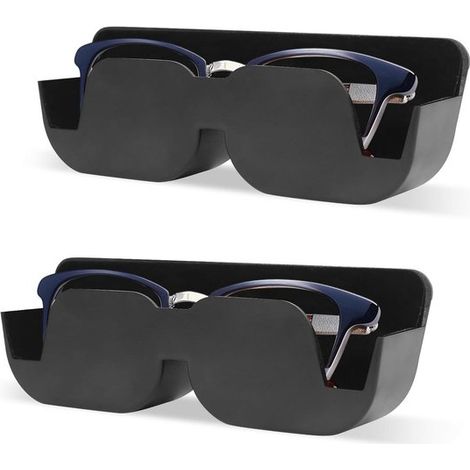 Portaocchiali da auto, 2 supporti per occhiali da sole, autoadesivo con rivestimento in feltro, contenitore per occhiali da auto. (1/5)
