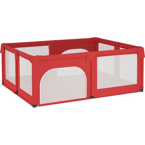 vidaXL Parque para bebés con 2 puertas tela Oxford rojo (1/2)
