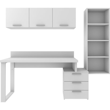 Angolo libreria design con cubotti e cassettiera - Soluzione moderna e salvaspazio - Bianco
