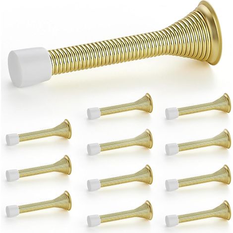 Türstopper, 12er-Set, goldfarben, federbelastet, mit Gummipuffer, für die Unterseite der Tür