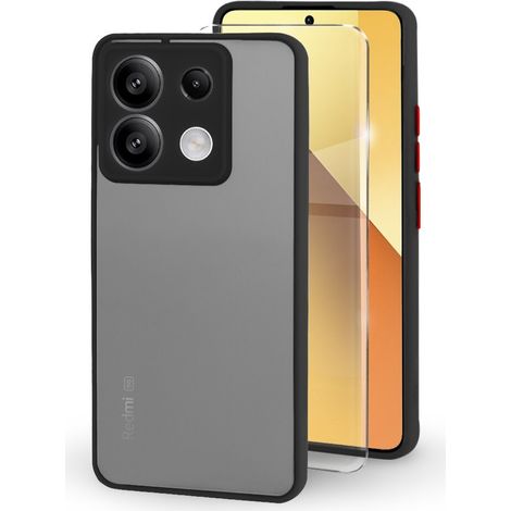 Funda de silicona para Xiaomi Redmi Note 13 5G, con protección para la cámara, transparente/negra + cristal templado 9H. (1/5)