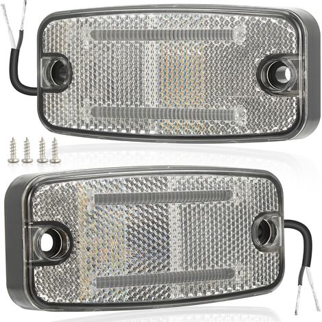 2x Feu de Gabarit Latéral LED 12V 24V Etanche Feux de Position Avant Blancs de Remorque Voiture (1/5)