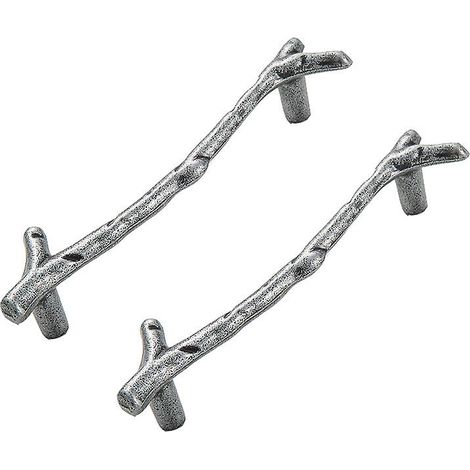 Poignées de porte modernes noires à motif dendritique - Lot de 2 poignées de meubles en forme de branche en T pour portes de jardin en bois (entraxe de 96 mm) (1/5)