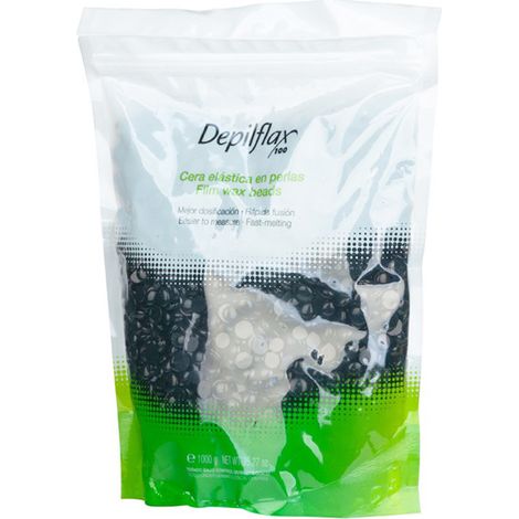 Depilflax 100 cera depilatoria flexible de baja fusión, color negro perla, 1000 g
