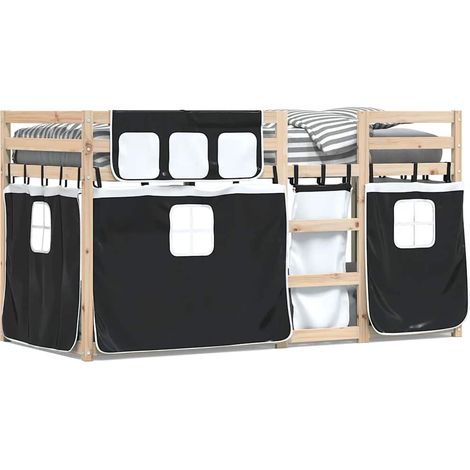 Maison Exclusive - Etagenbett mit Vorhängen Weiß & Schwarz 80x200