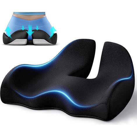 Coussin coccyx ergonomique avec housse lavable, soulage sciatique, usage bureau ou voiture (1/5)