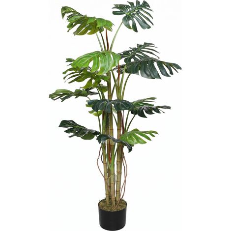 Monstera Artificiale 190 cm con 6 Fusti e 18 Foglie Tropicali Realistiche, Pianta Decorativa per Interni e Uffici (1/2)