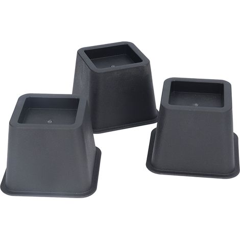 Lot 6 cales de lit noires trapézoïdales 3 pouces, pieds de meubles pour table, canapé, armoire (noir, 3 pouces, lot de 6) (1/5)