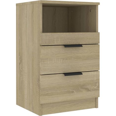 Comodino con due cassetti con vano a giorno 40 x 36 x 65 cm in derivati del legno color rovere DEC033897